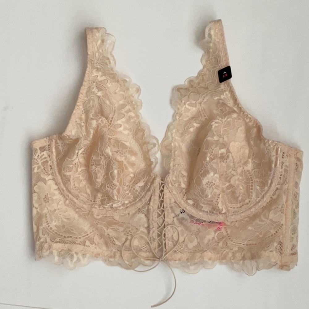La SENZA Lace Longline Plunge Bra in Nude